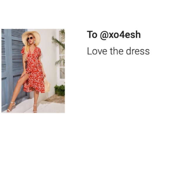 Red Floral V-Neck Wrap Midi Summer Dress - Picture 5 of 14